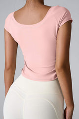 Round Neck Short Sleeve Active T-Shirt - Trendsi - Flyclothing LLC