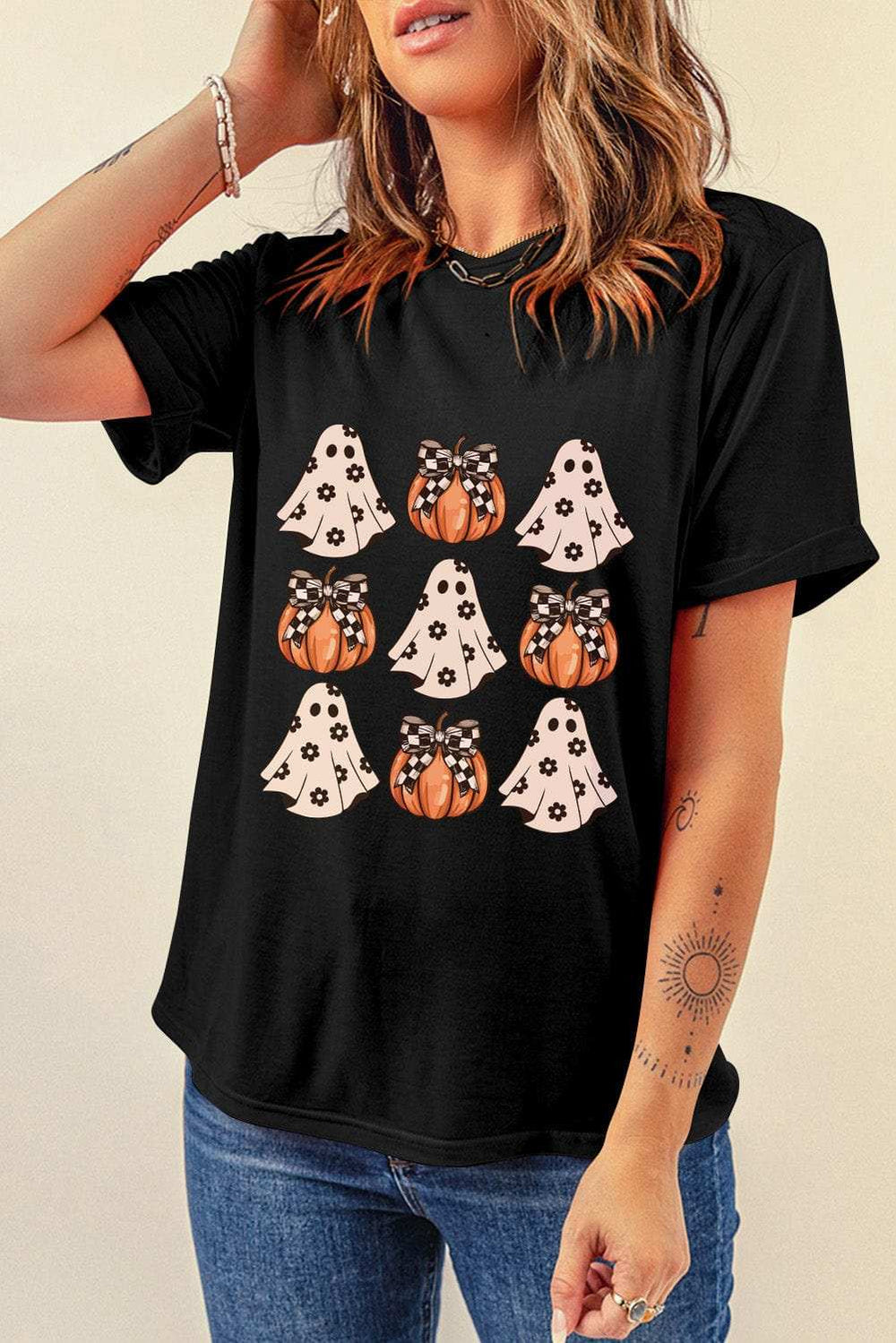 Halloween Graphic Round Neck Short Sleeve T-Shirt - Trendsi - Flyclothing LLC