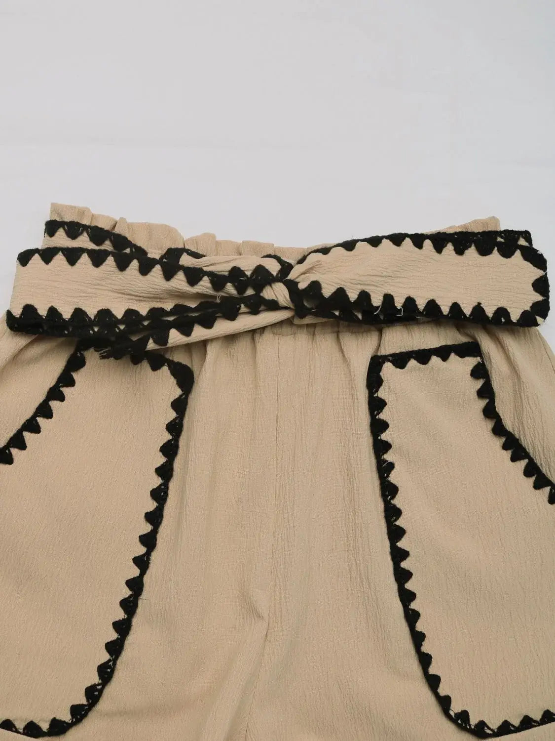 Perfee Tied Contrast Trim Shorts - Trendsi - Flyclothing LLC