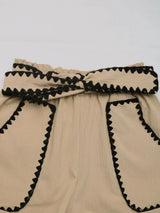 Perfee Tied Contrast Trim Shorts - Trendsi - Flyclothing LLC