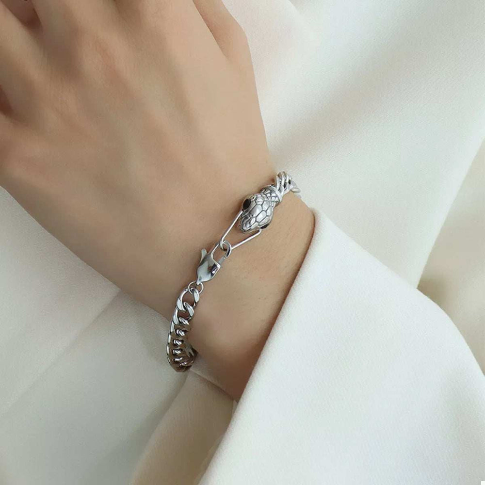 Titanium Steel Zircon Snake Bracelet - Trendsi - Flyclothing LLC
