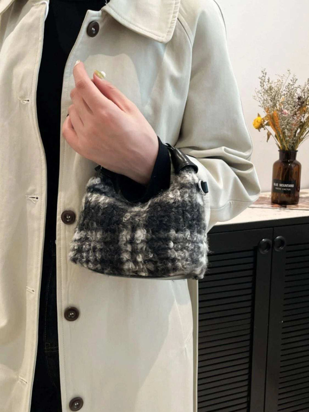 Fuzzy Polyester Mini Handbag with Zipper - Trendsi - Flyclothing LLC