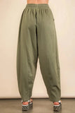 VERY J Solid Barrel Comfy Woven Pants - Trendsi