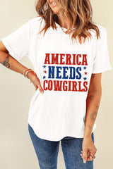 Letter Graphic Round Neck Short Sleeve T-Shirt - Trendsi - Flyclothing LLC
