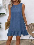 Ruffled Hem Round Neck Sleeveless Dress - Trendsi - Flyclothing LLC