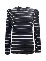 Full Size Striped Round Neck Puff Sleeve T-Shirt - Trendsi - Flyclothing LLC