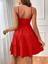 Smocked Tiered Sleeveless Mini Dress - Trendsi - Flyclothing LLC