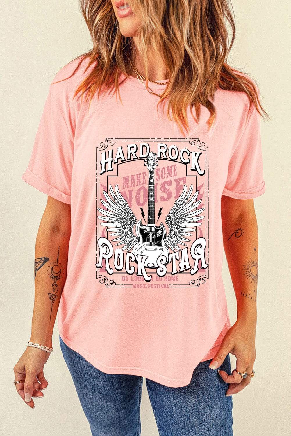 Graphic Round Neck Short Sleeve T-Shirt - Trendsi - Flyclothing LLC