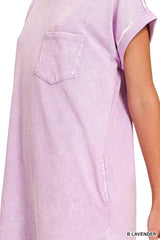 Zenana Premium Cotton Washed T-Shirt Dress - Trendsi - Flyclothing LLC