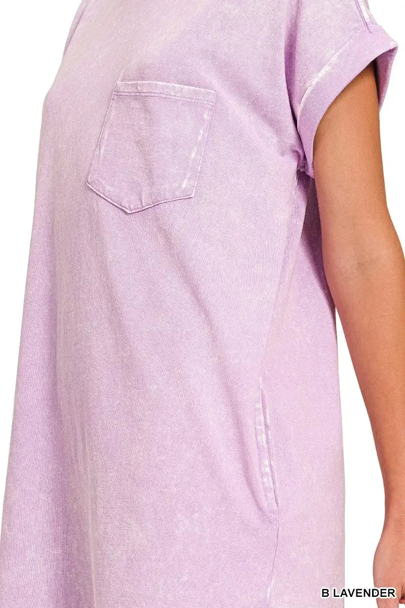 Zenana Premium Cotton Washed T-Shirt Dress - Trendsi - Flyclothing LLC