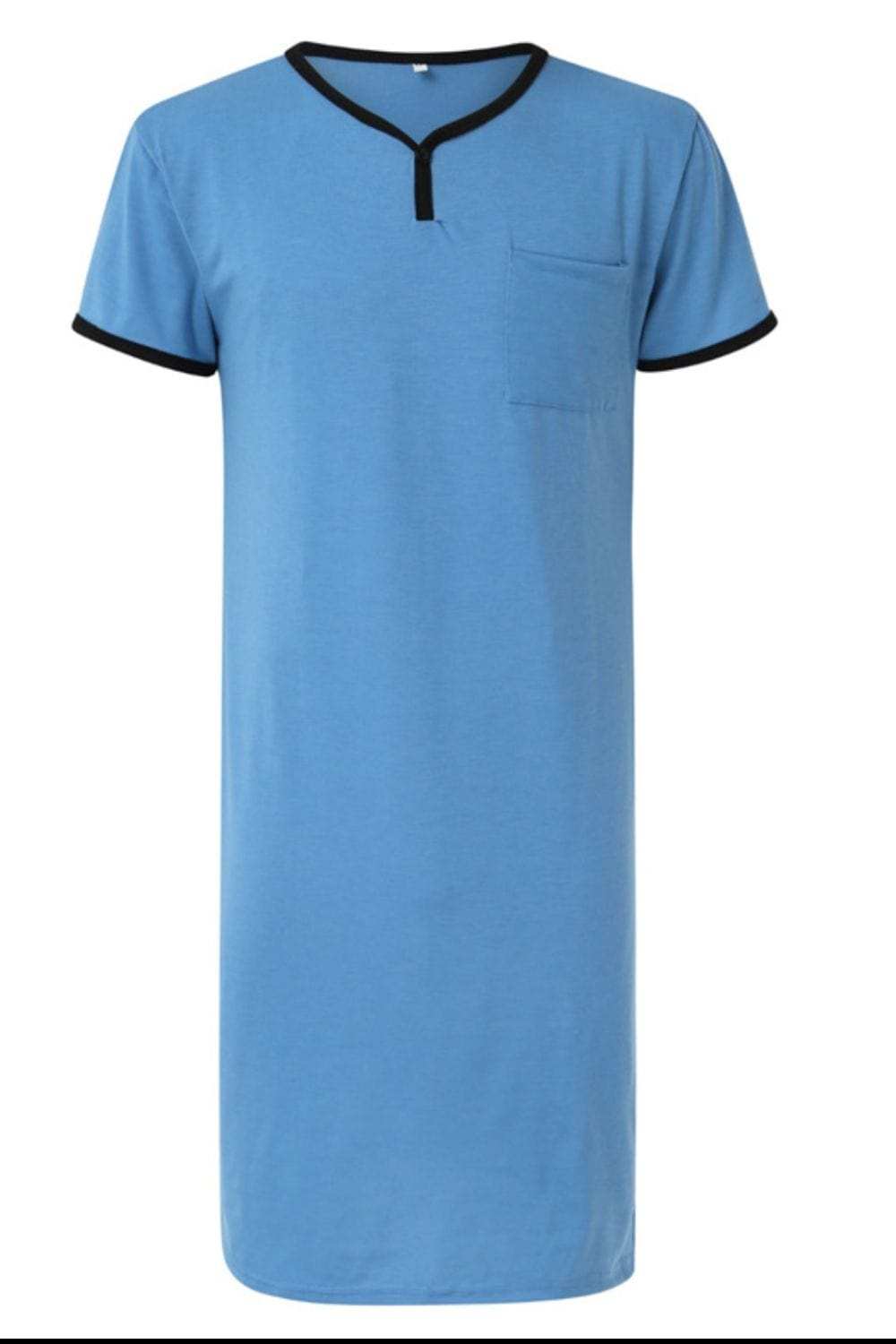 Men's Plus Size Contrast Trim Short Sleeve Lounge Tee Dress - Trendsi - Flyclothing LLC