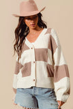 SO ME Checkered Button Front Ribbed Sweater Cardigan - Trendsi - Flyclothing LLC