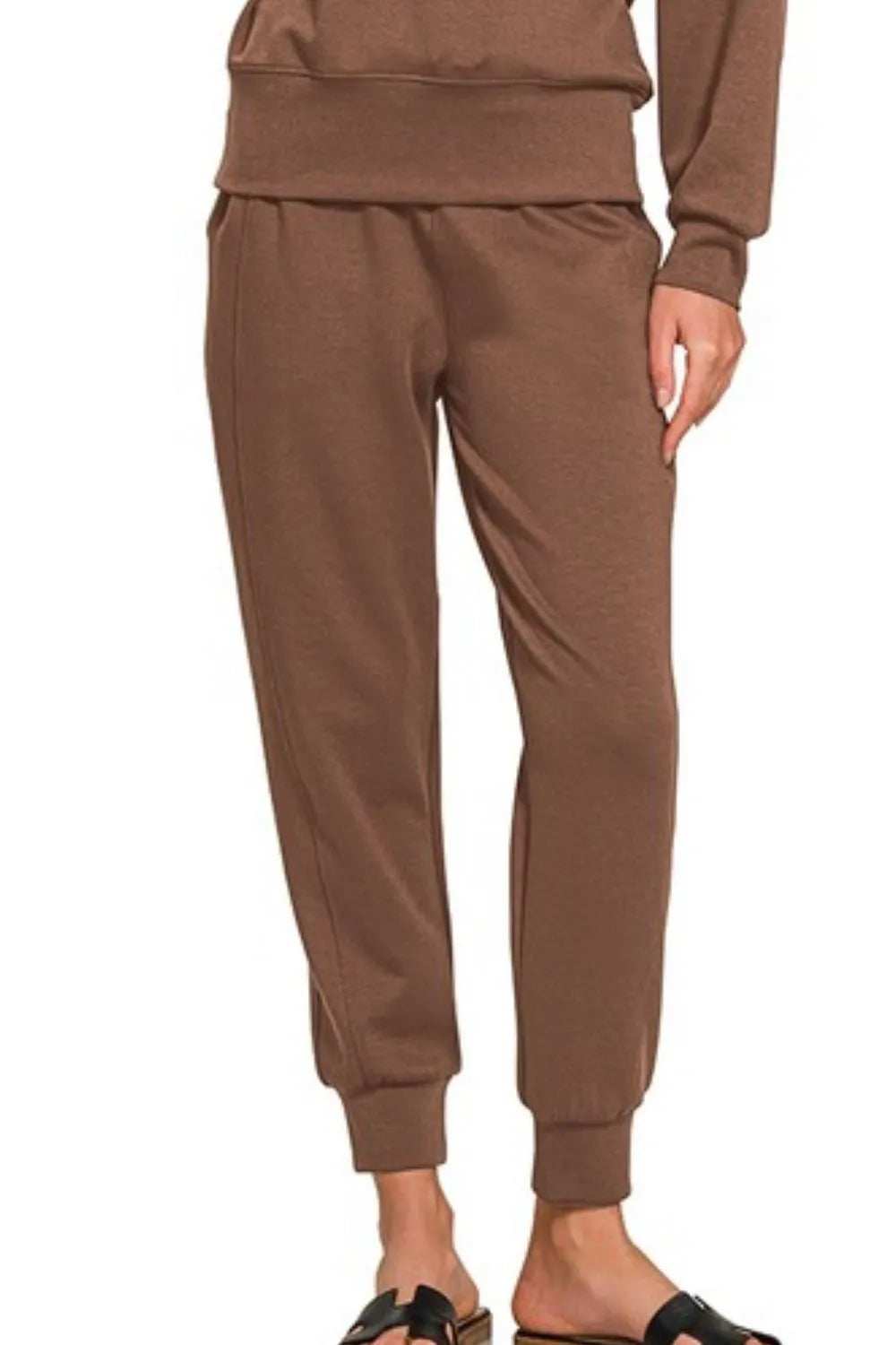 Zenana Scuba Crewneck Pullover & Joggers 2 Pieces Set - Trendsi - Flyclothing LLC