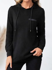 Drawstring Long Sleeve Hoodie - Trendsi