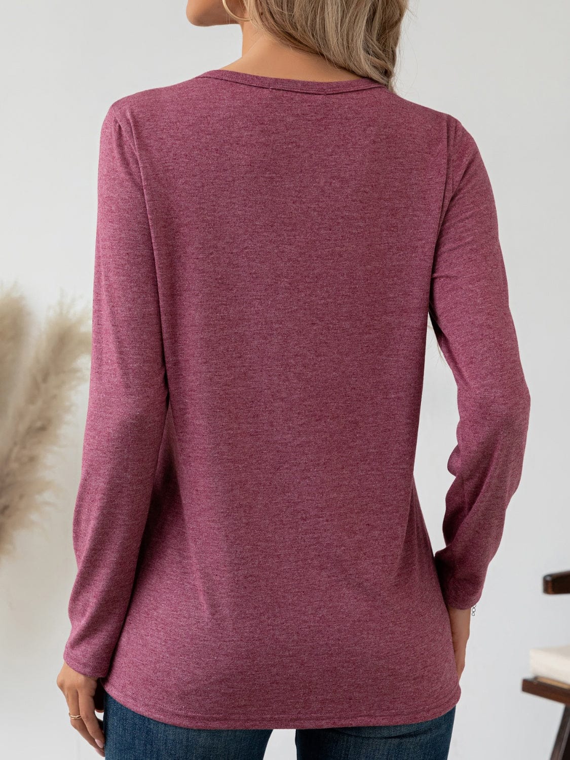 Round Neck Long Sleeve T-Shirt - Trendsi