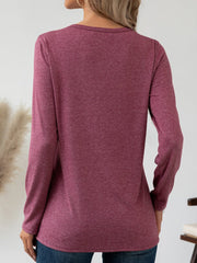Round Neck Long Sleeve T-Shirt - Trendsi