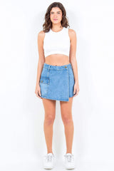 American Bazi Cargo Pocket Denim Skort - Trendsi - Flyclothing LLC