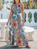 Printed Halter Neck Maxi Dress - Trendsi - Flyclothing LLC