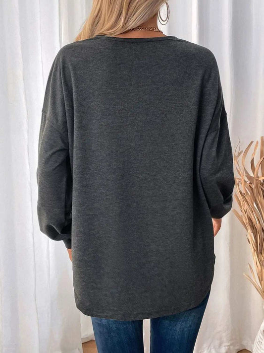 Perfee Pocketed Round Neck Long Sleeve Sweatshirt - Trendsi - Flyclothing LLC