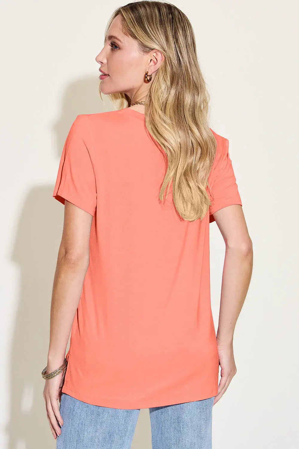 Basic Bae Bamboo Full Size V-Neck High-Low T-Shirt - ShopBasicbae - Flyclothing LLC