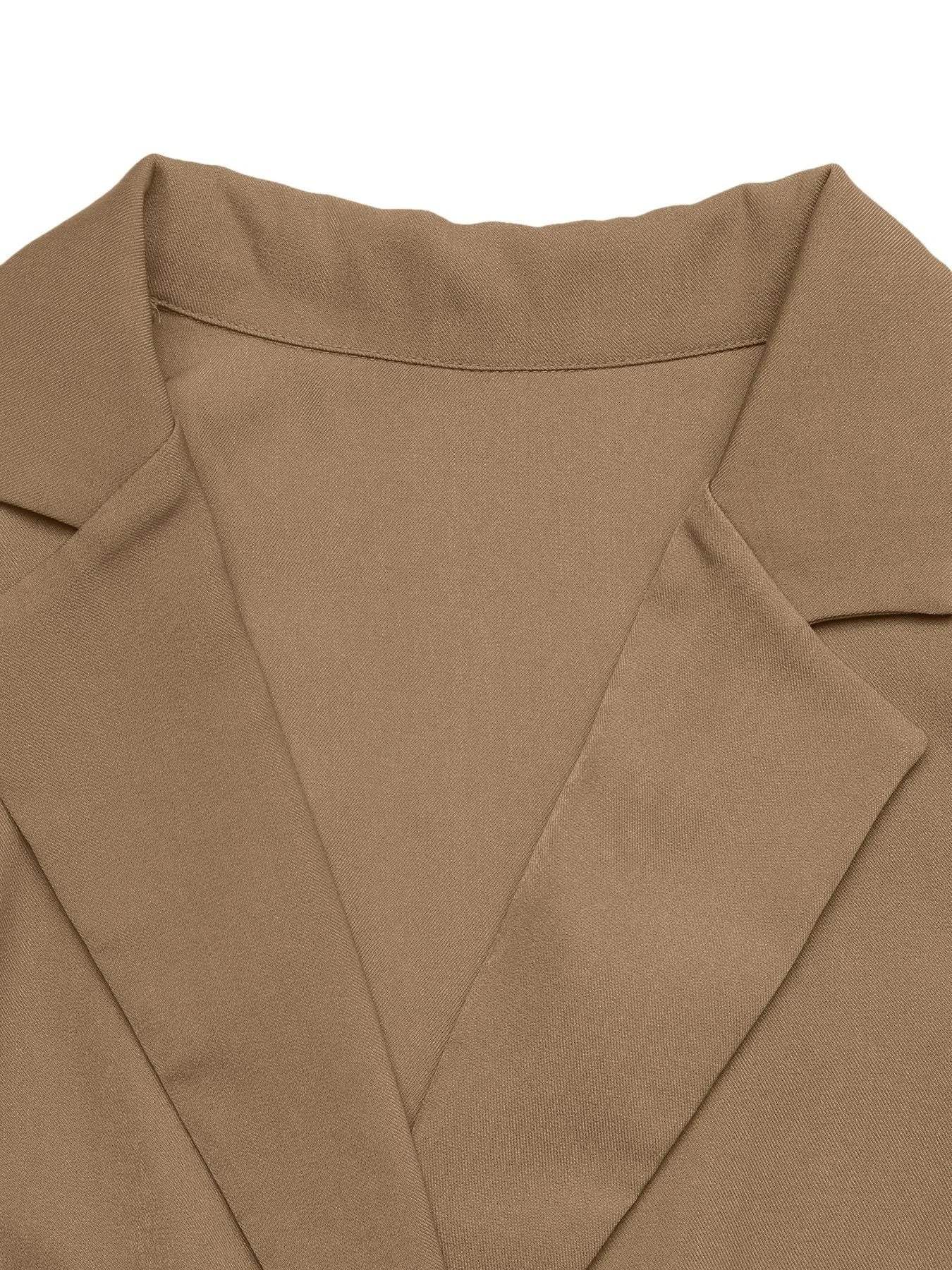 Lapel Collar Leopard Cuff Long Sleeve Blazer - Trendsi - Flyclothing LLC