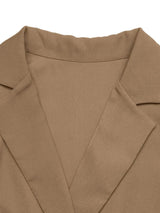 Lapel Collar Leopard Cuff Long Sleeve Blazer - Trendsi - Flyclothing LLC