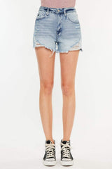 Kancan Distressed High Waist Denim Shorts with Pockets - Trendsi - Flyclothing LLC
