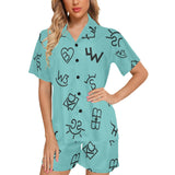 Baha Ranch Turquoise Cattle Brands Women's Western Pajama Set