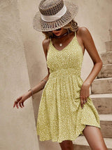 Floral V-Neck Mini Cami Dress - Trendsi - Flyclothing LLC
