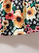 Children's Ruffled Bow Contrast Floral Dress with Headband - Trendsi - Flyclothing LLC
