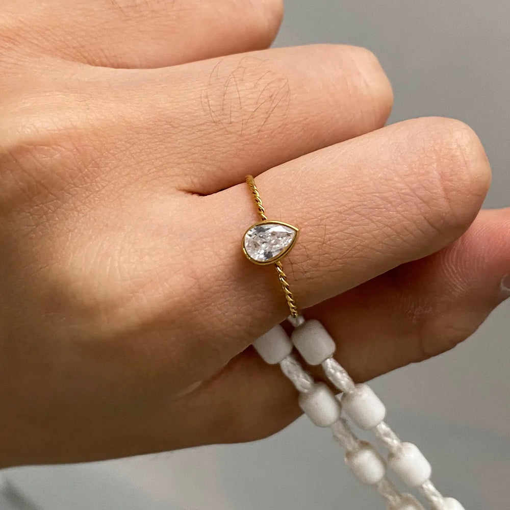 3 Piece Stainless Steel Rhinestone Sunburst Crown Ring - Trendsi - Flyclothing LLC