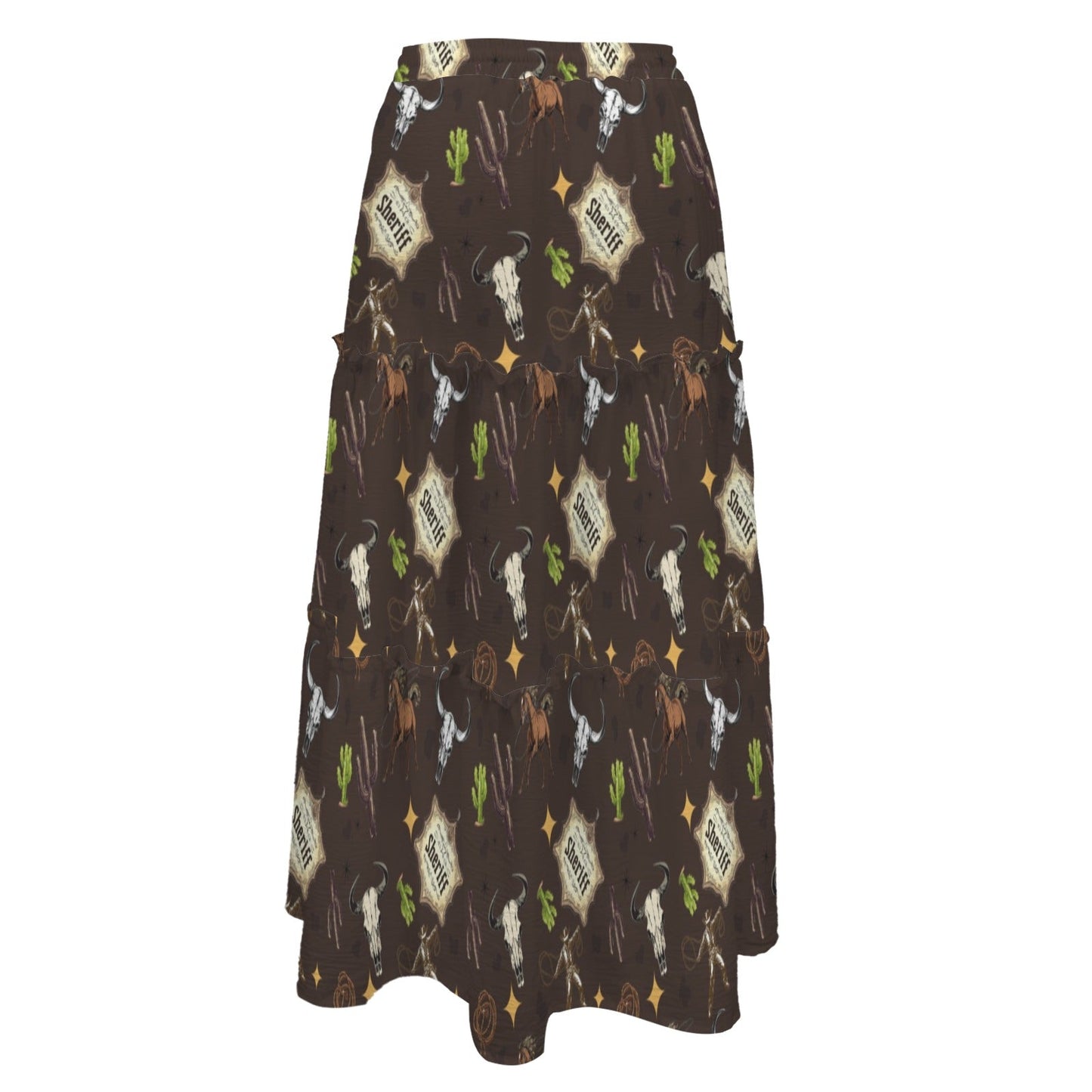 Baha Ranch Western Symbols Tiered Prairie Maxi Skirt - Baha Ranch Western Wear - Flyclothing LLC