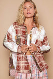 POL Crochet Plaid Patchwork Button Up Shirt - Trendsi