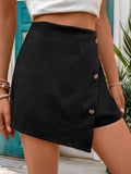 Decorative Button High Waist Skort - Trendsi