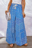 Full Size Drawstring Printed Wide Leg Pants - Trendsi - Flyclothing LLC