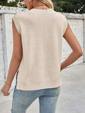 Lovelet Ribbed V-Neck Slit Sweater Vest - Trendsi - Flyclothing LLC