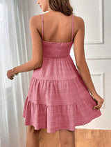Tiered Smocked Square Neck Cami Dress - Trendsi - Flyclothing LLC