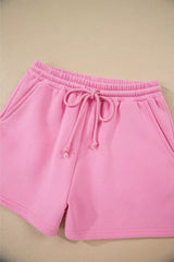 Color Block Sweatshirt and Elastic Waist Shorts Set - Trendsi - Flyclothing LLC