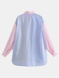 Pocketed Color Block Long Sleeve Shirt - Trendsi