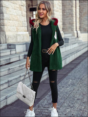 Santa Open Front Hooded Vest Coat - Trendsi