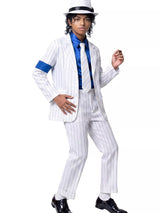 Children's Halloween Striped Suit Costume 5 Piece Set with Shirt and Fedora & Tie - Trendsi - Flyclothing LLC