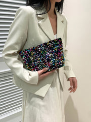 Sequin Clutch with Zipper - Trendsi