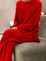 Full Size Ribbed Knit Relaxed Fit Top and Pants Sweater Set Plus Size - Trendsi - Flyclothing LLC