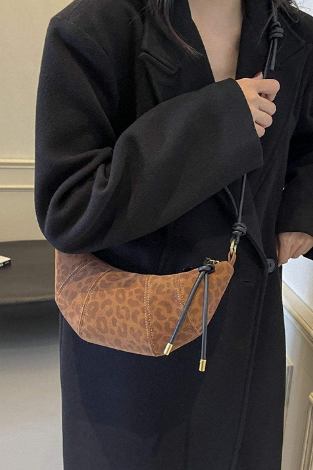 PU Leather Strap Suede Shoulder Bag - Trendsi - Flyclothing LLC