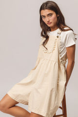 BiBi Back Patch Pocket Lace Trim Rompers - Trendsi