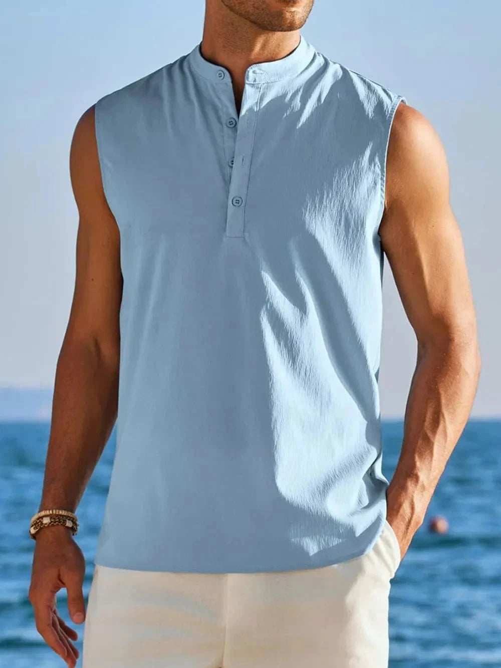 Men's Full Size Button Detail Tank Plus Size - Trendsi - Flyclothing LLC
