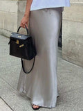 Satin Maxi Skirt with Drawstring Waist - Trendsi - Flyclothing LLC