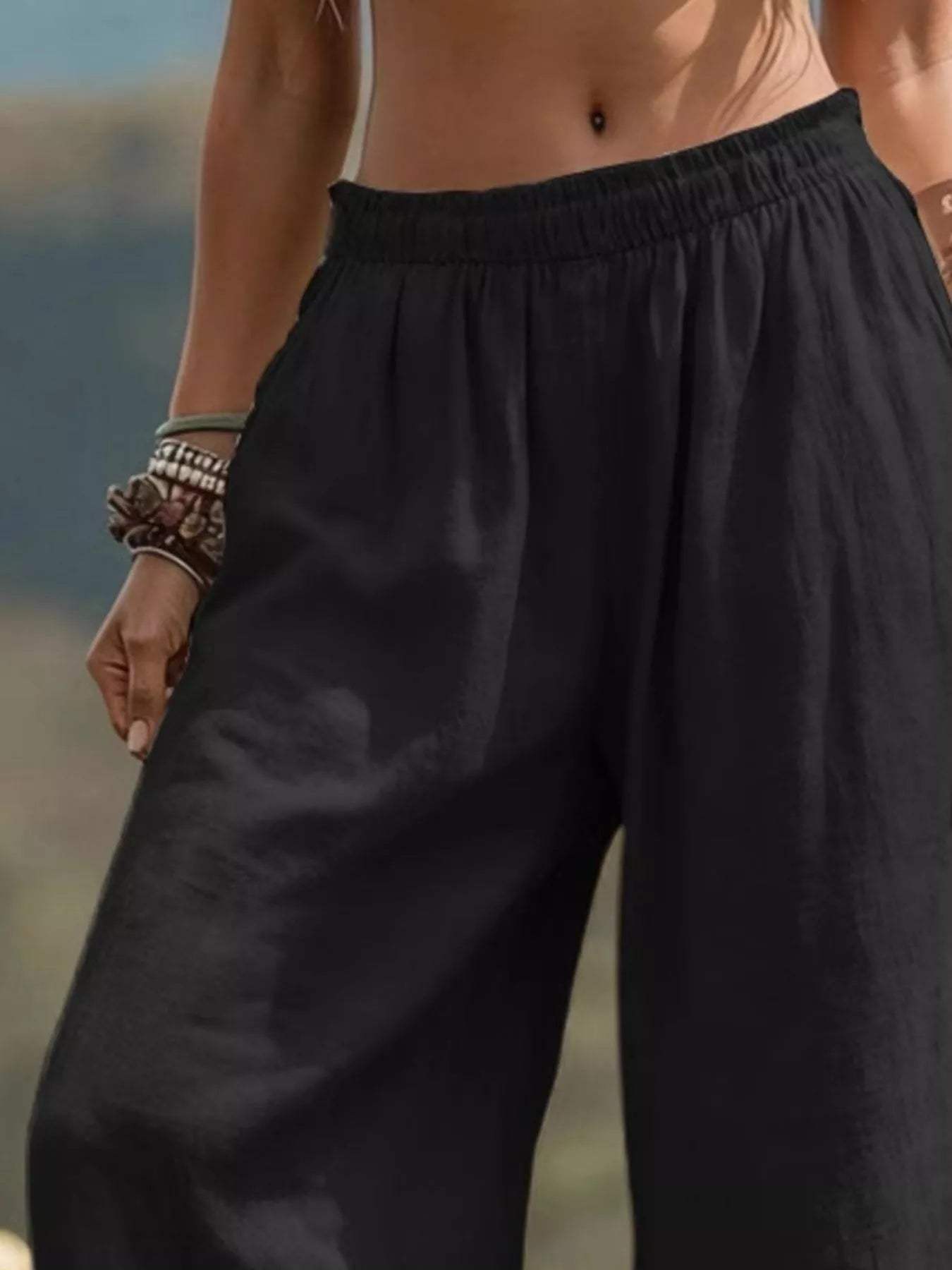 Full Size Bohemian Wide-Leg Pants Plus Size - Trendsi - Flyclothing LLC