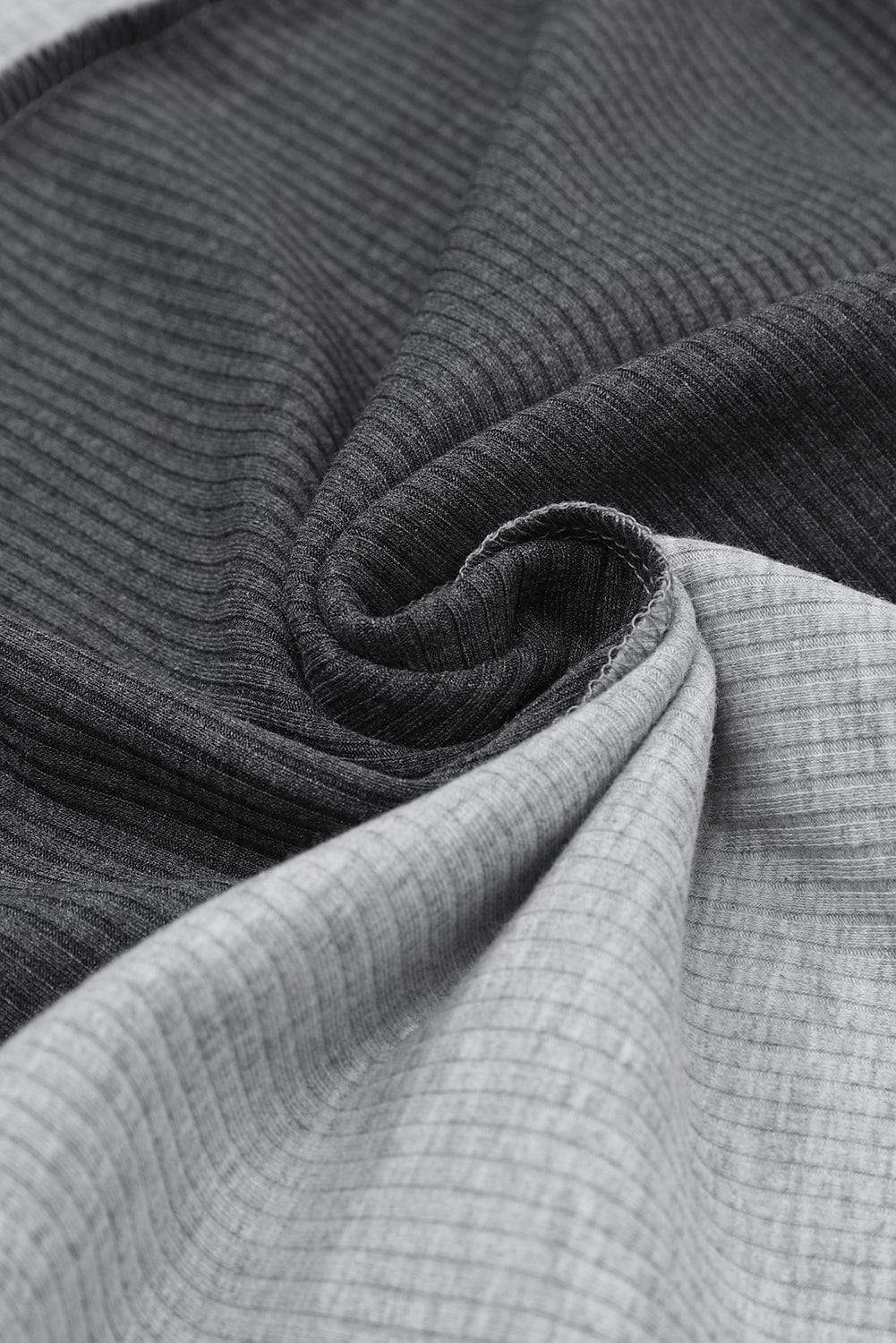Exposed Seam Contrast Round Neck Long Sleeve T-Shirt - Trendsi - Flyclothing LLC