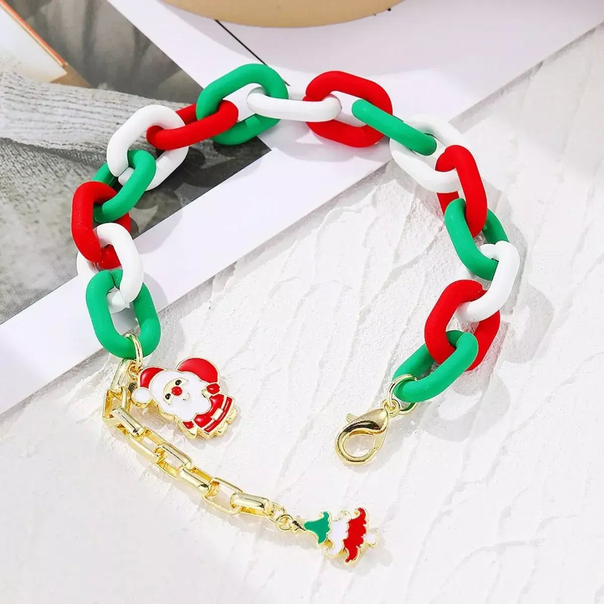 Christmas Festive Chain Link Bracelet with Santa Charm - Trendsi - Flyclothing LLC